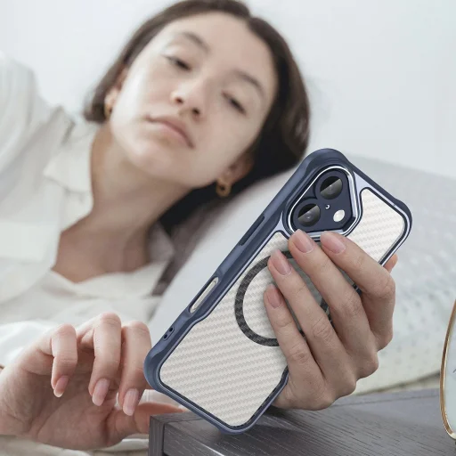 Leading Series MagSafe Szilikon Tok iPhone 16-hoz - Kék - 6