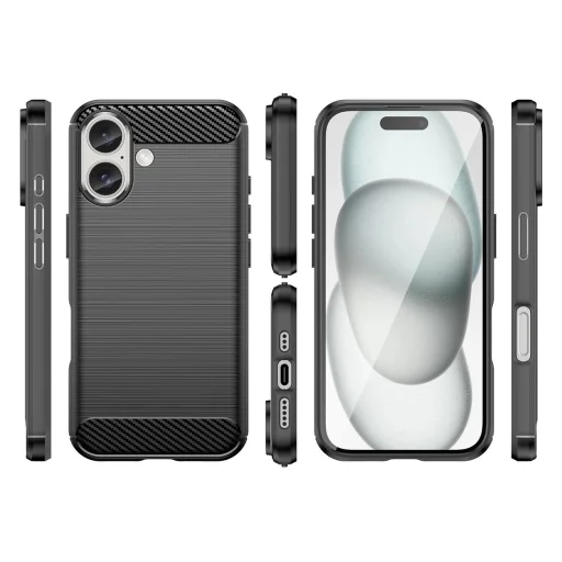 Carbon Case iPhone 16 Plus szilikon tok - Fekete tok - 3
