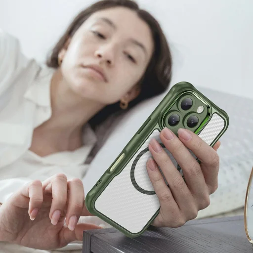 Leading Series MagSafe szilikon tok iPhone 16 Pro - Zöld tok - 7