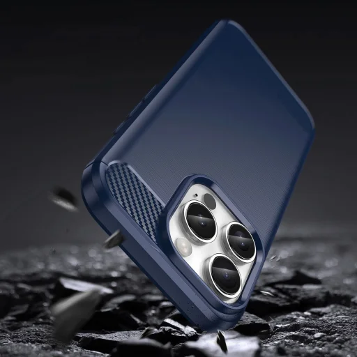 iPhone 16 Pro Max Carbon Szilikon Tok - Kék tok - 4