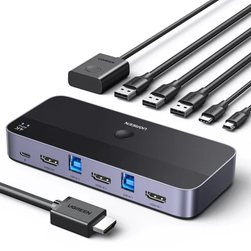 Ugreen CM664 HDMI kapcsoló 2 az 1-ben KVM switch - fekete - 2