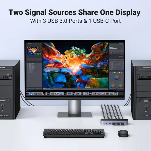 Ugreen CM664 HDMI kapcsoló 2 az 1-ben KVM switch - fekete - 6