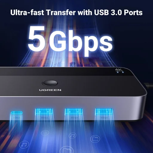 Ugreen CM664 HDMI kapcsoló 2 az 1-ben KVM switch - fekete - 8