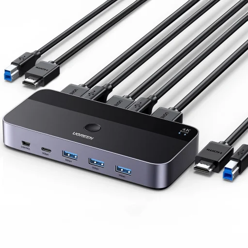 Ugreen CM664 HDMI kapcsoló 2 az 1-ben KVM switch - fekete - 1