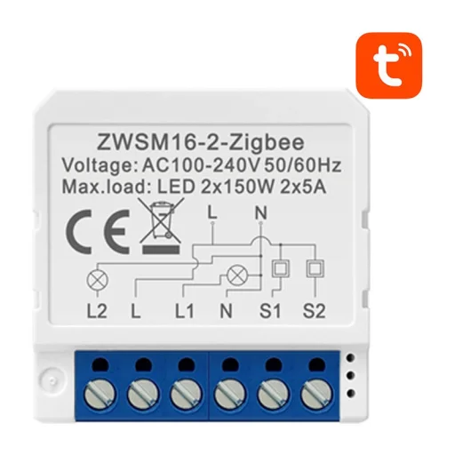 ZigBee Avatto ZWSM16-W2 TUYA okoskapcsoló modul - 1
