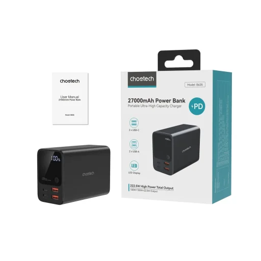 Choetech B635BK USB-A / USB-C Hordozható töltő 22.5W 27000mAh - fekete - 3