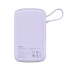 Powerbank Baseus Qpow Pro Lightning kábellel, USB-C, USB, 10000mAh, 20W (lila) thumbnail