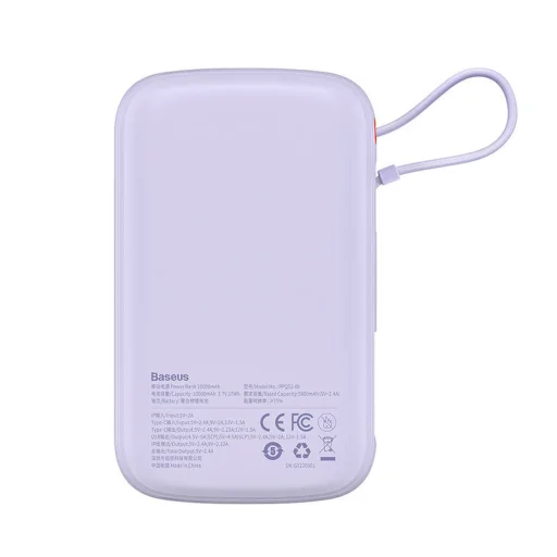 Powerbank Baseus Qpow Pro Lightning kábellel, USB-C, USB, 10000mAh, 20W (lila) - 2