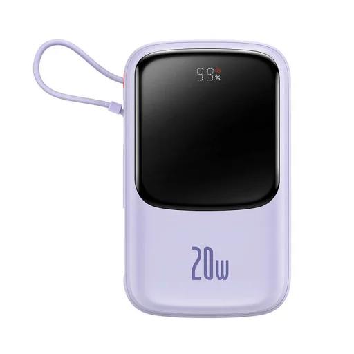 Powerbank Baseus Qpow Pro Lightning kábellel, USB-C, USB, 10000mAh, 20W (lila) - 3