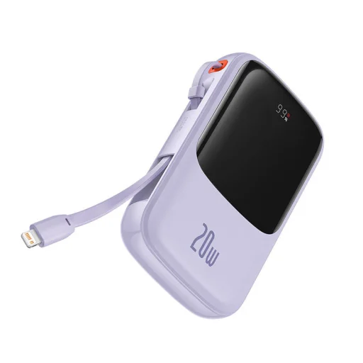 Powerbank Baseus Qpow Pro Lightning kábellel, USB-C, USB, 10000mAh, 20W (lila) - 5