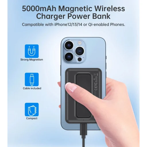 Choetech B662 vezeték nélküli MagSafe 5000mAh powerbank - fekete - 4