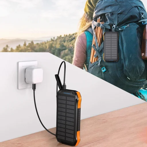 Choetech B657 szolár indukciós powerbank 20000mAh PD 20W / QC 18W / Qi 10W - narancs - 8