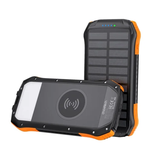 Choetech B657 szolár indukciós powerbank 20000mAh PD 20W / QC 18W / Qi 10W - narancs - 1