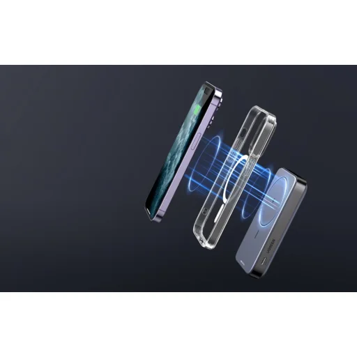 Mágneses powerbank 10000mAh Ugreen PB206, USB + USB-C, 20W állvány funkcióval (fekete) - 5