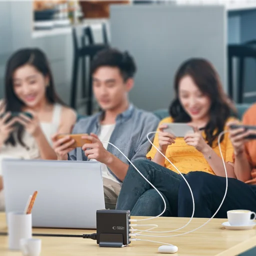 Tech-protect Dc140w-gan 5-port Asztali Töltő Pd140w/qc3.0 Fekete - 8