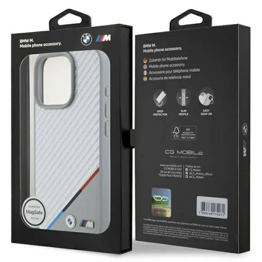  iPhone 16 Pro Eredeti BMW M Carbon Tricolor Line MagSafe tok (BMHMP16L23PUDTS) szürke - 8