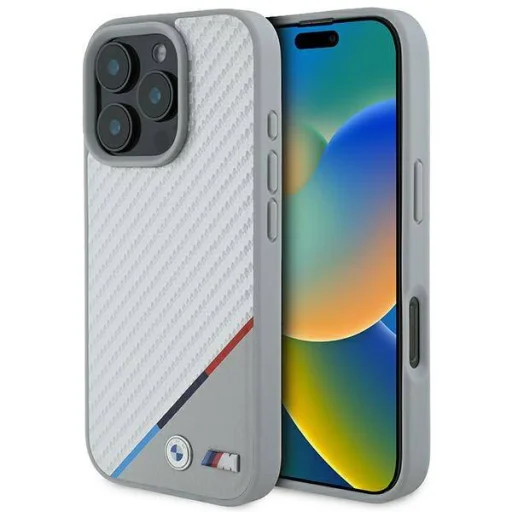  iPhone 16 Pro Eredeti BMW M Carbon Tricolor Line MagSafe tok (BMHMP16L23PUDTS) szürke - 1