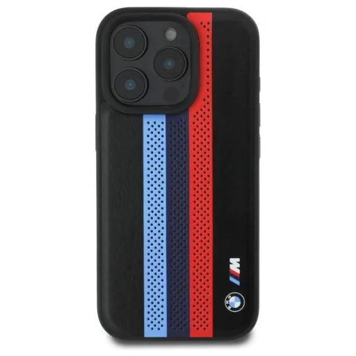  IPHONE 16 PRO BMW Hardcase M Lyuggatott Trikolor Nyomtatott Csíkok MagSafe (BMHMP16L23PUPTK) fekete eredeti tok - 3