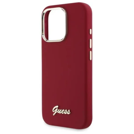  iPhone 16 Pro Piros Guess Hardcase Szilikon Script Fém Logó tok - 6