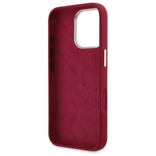  iPhone 16 Pro Piros Guess Hardcase Szilikon Script Fém Logó tok - 7
