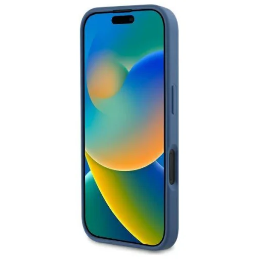  iPhone 16 Guess Eredeti Keménytok 4G Nyomtatott Csíkok MagSafe (GUHMP16SP4RPSB) kék tok - 5