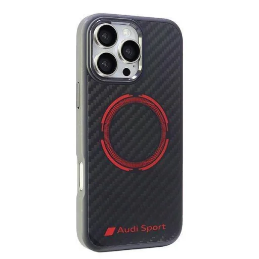  iPhone 16 Pro Max fekete Eredeti tok Audi Carbon Fiber Sport Piros Kör MagSafe (AUS-TPUPCMIP16PM-RSQ/D5-BK) - 2