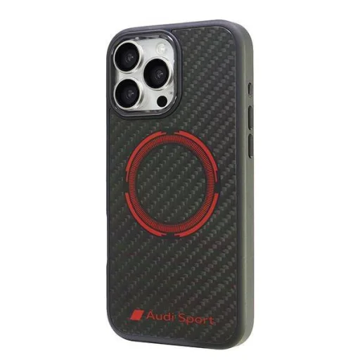  iPhone 16 Pro Max fekete Eredeti tok Audi Carbon Fiber Sport Piros Kör MagSafe (AUS-TPUPCMIP16PM-RSQ/D5-BK) - 3