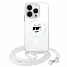  IPHONE 16 PRO MAX Karl Lagerfeld Hardcase IML Choupette Head & Cord MagSafe (KLHMP16XHCCHNT) átlátszó eredeti tok