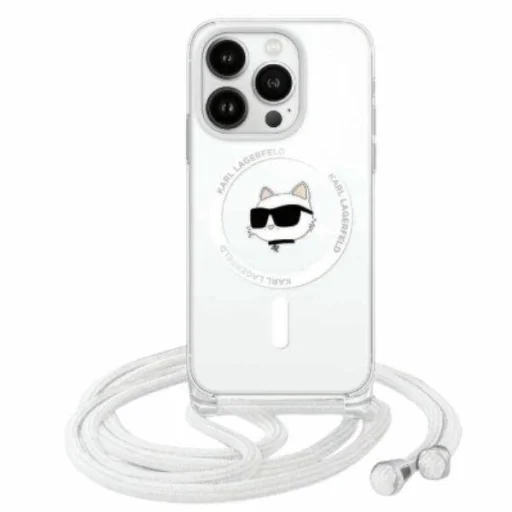  IPHONE 16 PRO MAX Karl Lagerfeld Hardcase IML Choupette Head & Cord MagSafe (KLHMP16XHCCHNT) átlátszó eredeti tok - 1