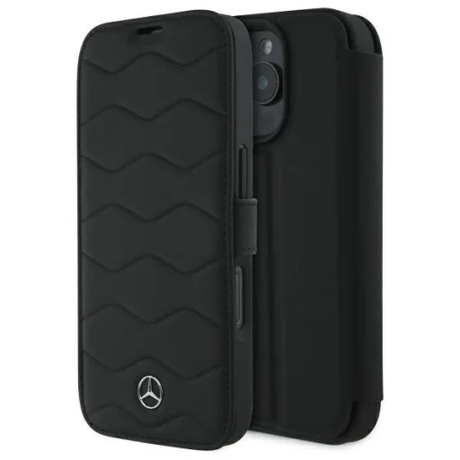 Eredeti tok IPHONE 16 PRO MAX Mercedes Hardcase MB Waves Bőr (MEBKP16X23RWRSK) fekete tok - 1