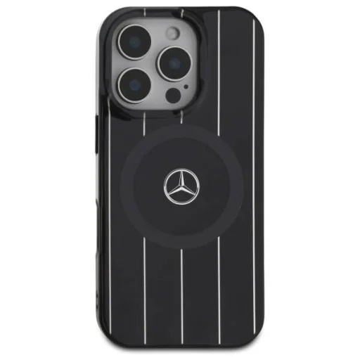 Eredeti iPhone 16 Pro Max Mercedes Tok, kemény tok MB dupla rétegű keresztvonalas MagSafe (MEHMP16X23HRSK) fekete tok - 3