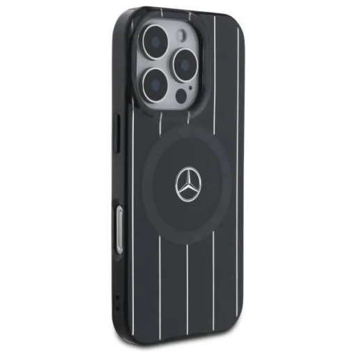 Eredeti iPhone 16 Pro Max Mercedes Tok, kemény tok MB dupla rétegű keresztvonalas MagSafe (MEHMP16X23HRSK) fekete tok - 4