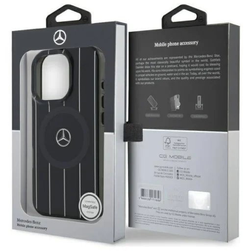 Eredeti iPhone 16 Pro Max Mercedes Tok, kemény tok MB dupla rétegű keresztvonalas MagSafe (MEHMP16X23HRSK) fekete tok - 8