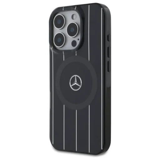 Eredeti iPhone 16 Pro Max Mercedes Tok, kemény tok MB dupla rétegű keresztvonalas MagSafe (MEHMP16X23HRSK) fekete tok - 2
