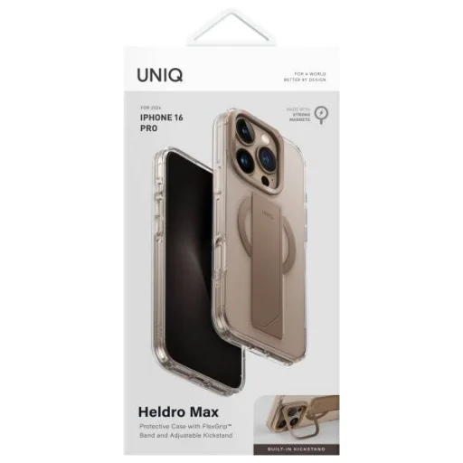iPhone 16 Pro UNIQ Heldro Max Magclick Charging Taupe arany tok - 4