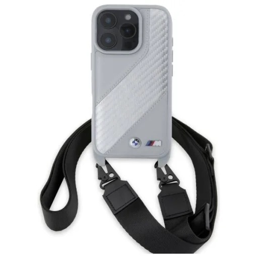  iPhone 16 Pro Szürke BMW Hardcase M Edition Carbon Stripe & Strap (BMHCP16L23PSCCG) Eredeti tok - 2