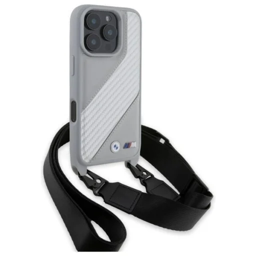  iPhone 16 Pro Szürke BMW Hardcase M Edition Carbon Stripe & Strap (BMHCP16L23PSCCG) Eredeti tok - 3
