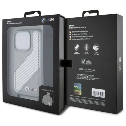  iPhone 16 Pro Szürke BMW Hardcase M Edition Carbon Stripe & Strap (BMHCP16L23PSCCG) Eredeti tok - 7