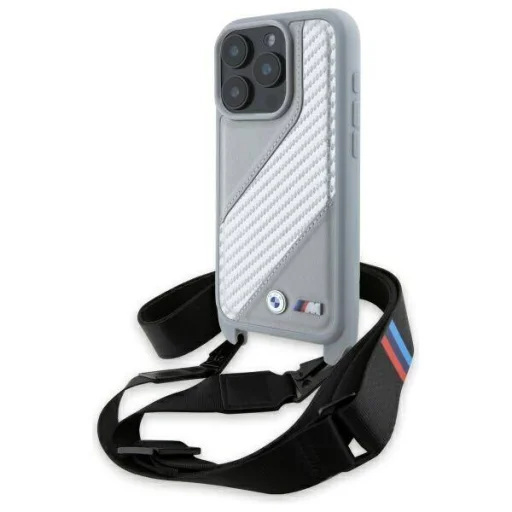  iPhone 16 Pro Szürke BMW Hardcase M Edition Carbon Stripe & Strap (BMHCP16L23PSCCG) Eredeti tok - 1