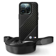  iPhone 16 Pro Max fekete Original BMW Hardcase M Edition Carbon Stripe & Strap tok