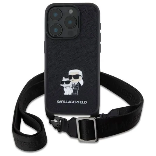  iPhone 16 Pro Fekete Eredeti Karl Lagerfeld Saffiano Karl&Choupette Metal Pin CBDY pánt fliptok - 2