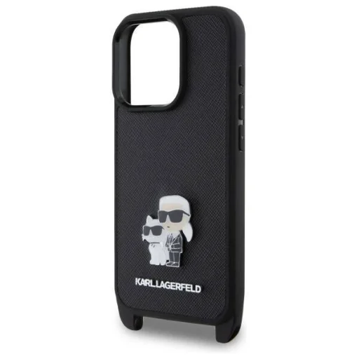  iPhone 16 Pro Fekete Eredeti Karl Lagerfeld Saffiano Karl&Choupette Metal Pin CBDY pánt fliptok - 4