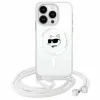  iPhone 16 Átlátszó Karl Lagerfeld Hardcase IML Choupette Head & Cord MagSafe Eredeti tok
