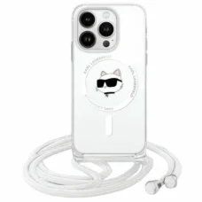  iPhone 16 Átlátszó Karl Lagerfeld Hardcase IML Choupette Head & Cord MagSafe Eredeti tok
