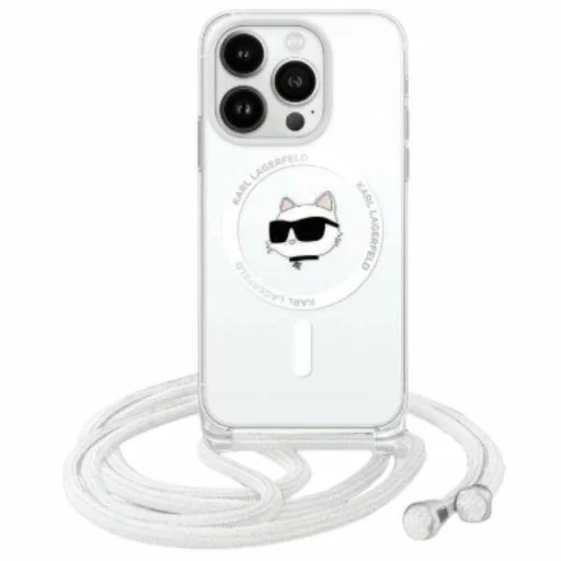  iPhone 16 Átlátszó Karl Lagerfeld Hardcase IML Choupette Head & Cord MagSafe Eredeti tok - 1
