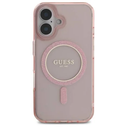  IPHONE 16 Rózsaszín Guess Hardcase IML Glitter Circle MagSafe Eredeti Tok - 3