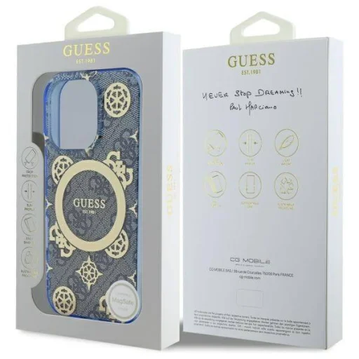  IPHONE 16 PRO MAX kék Guess Hardcase IML Peony On 4G Background MagSafe (GUHMP16XH4PYEEB) eredeti tok - 8