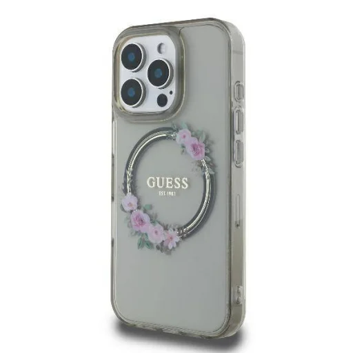  iPhone 16 Pro Max Fekete Guess Eredeti kemény tok IML Flowers Wreath MagSafe tok - 2
