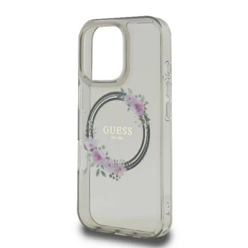  iPhone 16 Pro Max Fekete Guess Eredeti kemény tok IML Flowers Wreath MagSafe tok - 6