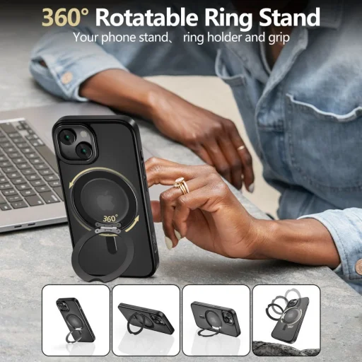 iPhone 16e Tech-protect Magring Magsafe Matt Fekete tok - 5